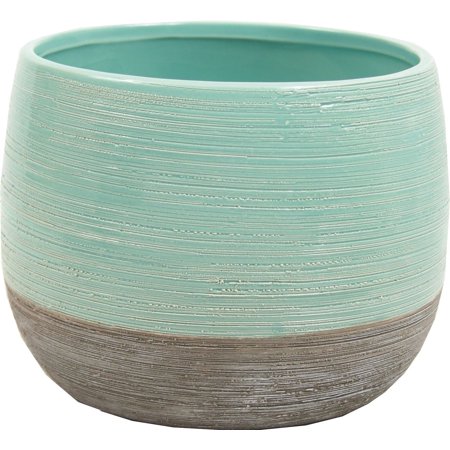 Glossy Aqua And Matte Gray Planter