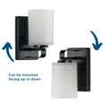thumbnail image 3 of League Collection One-Light Matte Black and Etched Glass Modern Farmhouse Bath Vanity Light, 3 of 6