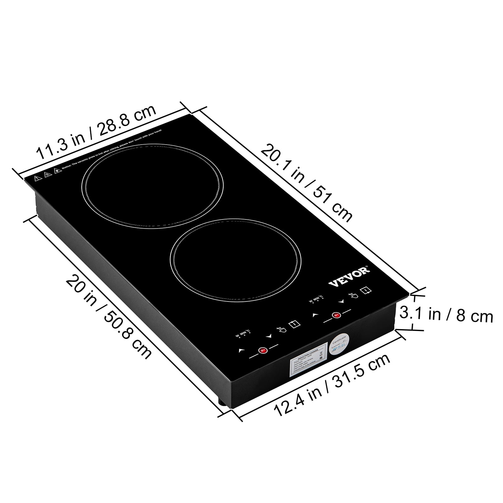 VEVOR Built in Electric Stove Top 30 in. 5 Burners Glass Radiant Cooktop  with Sensor Touch Control, Timer and Child Lock,Black Q30INCH8600W5R5SOV4 -  The Home Depot