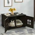 thumbnail image 4 of Gymax Large Wooden Cat Litter Box Enclosure Hidden Cat Washroom w/ Divider Coffee, 4 of 10