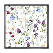 Designart 'Wildflowers Clover Bell and Chamomile I' Traditional Framed Canvas Wall Art Print