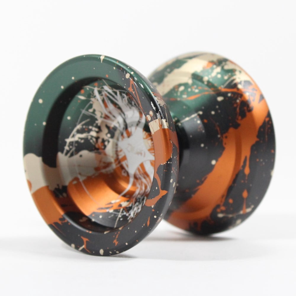 C3yoyodesign Zillion Yo-Yo - Monometal - Large Diameter and Wide Bodied YoYo (Green Orange Black Splash)