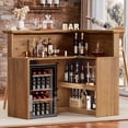 thumbnail image 4 of HARIPUL L-Shaped Home Bar Unit, 4-Tier Corner Bar Cabinet with Large Storage Space, Liquor Wine Cabinet & Reception Desk for Home Pub, 37.52"D x 52.44"W x 43.94"H, Wood, 4 of 7