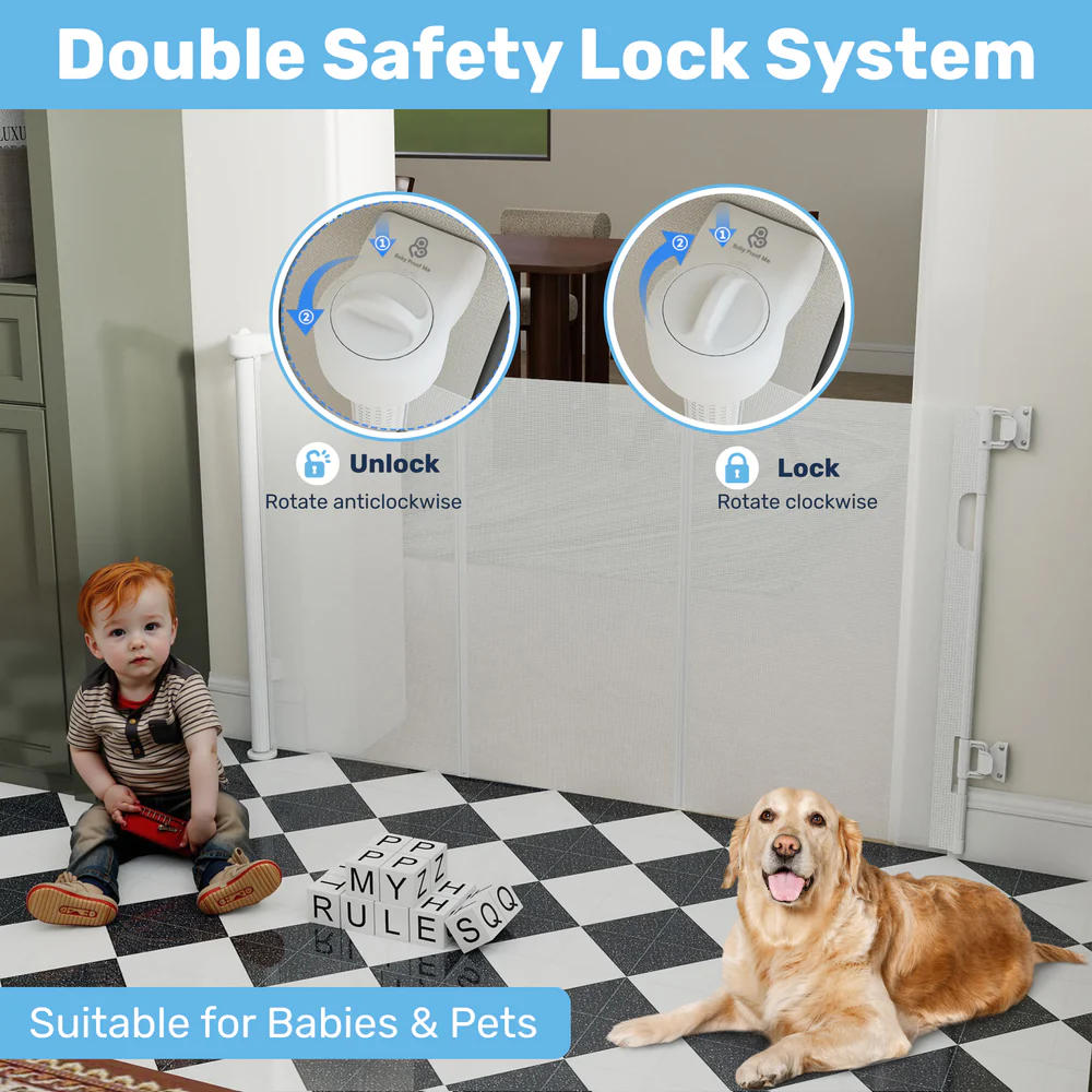 Baby Proof Me Retractable Safety Gate, 34" x 71", White photo 2