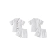 thumbnail image 2 of BemeyourBBs Toddler Baby Boy Summer Clothes 0 6 12 18 24 Months 2 3 4 Years Newborn Baby Boys Summer 2 Piece Outfits Short Sleeve Pocket Button Down Shirt and Shorts Set, 2 of 9