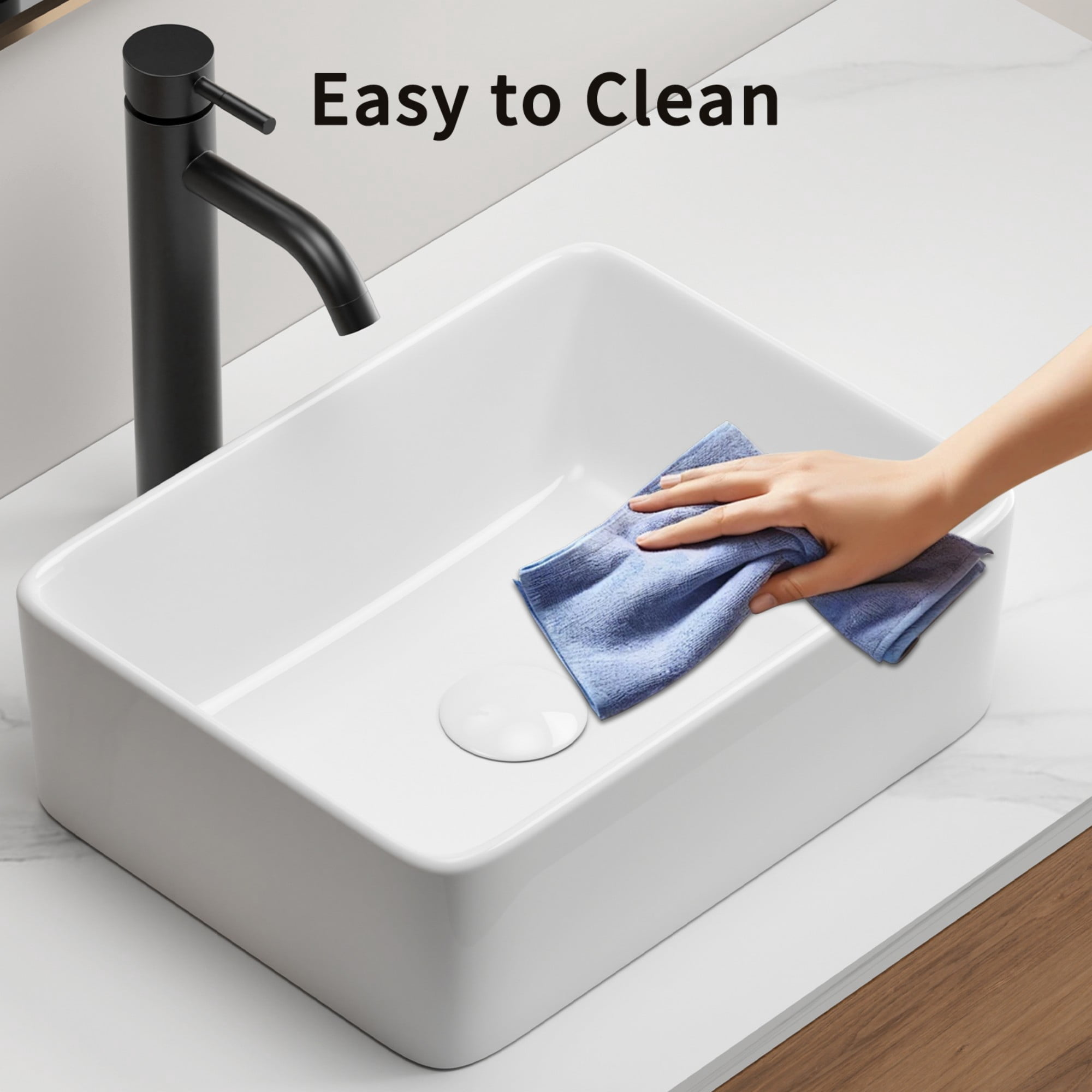 Bathroom Vessel Sink,Small Sink Above Counter,White Porcelain Ceramic,Bathroom Vanity Sink,Rectangle