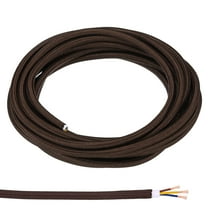 Uxcell Fabric Cloth Covered Round Wire, 16.4ft 18AWG 3 Core Vintage Woven Electrical Cord, Dark Brown