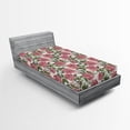 thumbnail image 2 of Ambesonne Roses Fitted Sheet, English Garden Blossom Art, Twin Size, Pastel Pink and Olive Green, 2 of 5