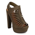 thumbnail image 1 of Speed Limit 98 FD22 Women Leatherette Peep Toe Caged Platform Chunky Heel Sandal, 1 of 5