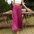 thumbnail image 3 of Lilgiuy Women's Fashion Casual High Waist Elastic Waist Solid Color Ruffle Wide Leg Long Pants Hot Pink 8(L) Winter Fashion 2022, 3 of 4