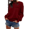 thumbnail image 2 of tarylea Womens Tops Long Sleeve Crewneck Cinch Cuff Oversized Pullover Casual Loose Fall Solid Color Tops with Pocket, 2 of 9