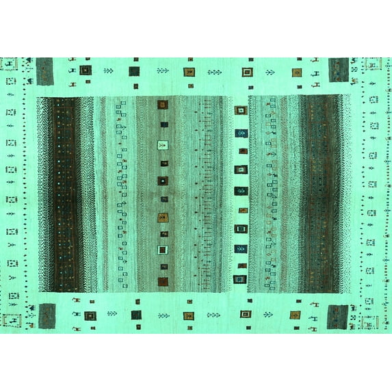 Ahgly Company Machine Washable Indoor Rectangle Solid Turquoise Blue Modern Area Rugs, 3' x 5'