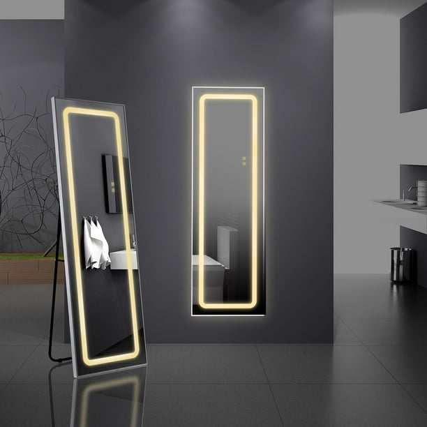 Ktaxon Full Length Mirror with LED Lights, Free Standing Tall Mirror