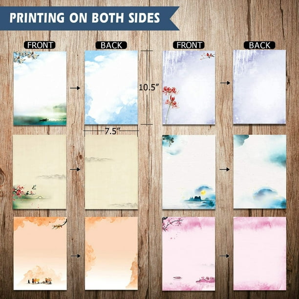 Ensemble de papeterie japonaise A4, 48 pièces de papier à lettres,  imprimable, couleur