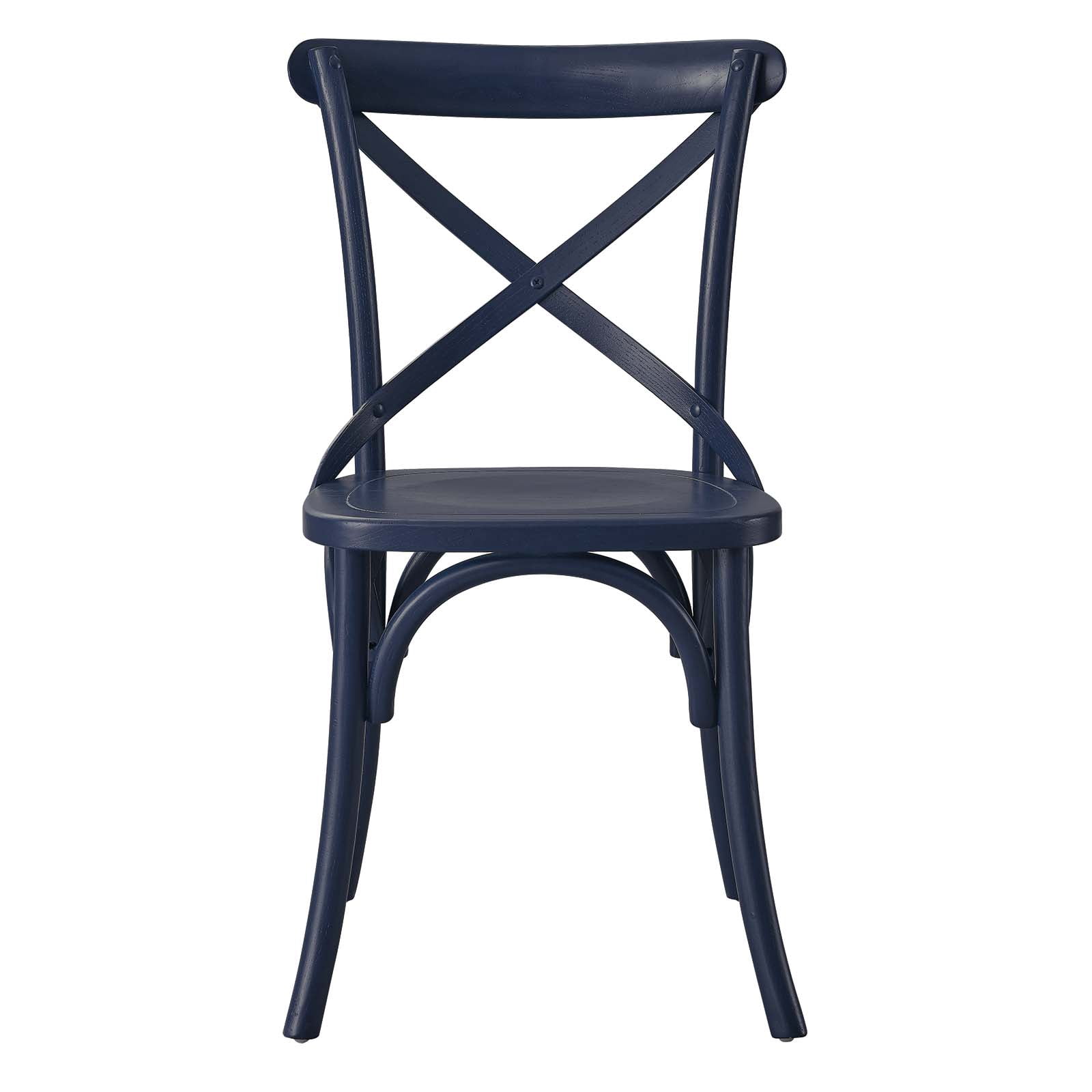 Modway Gear Elm Wood Dining Side Chair in Midnight Blue Finish