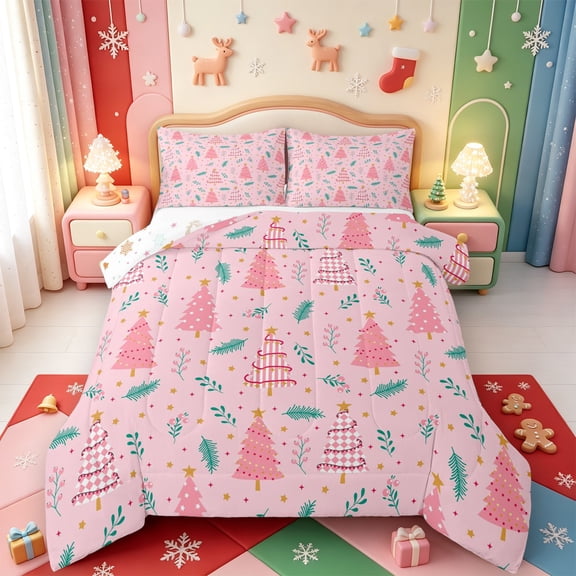 Manfei Cute Animals Full Size Comforter Sets,Christmas Print Bedding Comforter Set,Xmas Reversible,3-Piece,1 Comforter and 2 Pillowcases