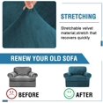 thumbnail image 7 of H.VERSAILTEX 2-Piece Velvet T Cushion Armchair Slipcover, Stretch 1 Cushion Sofa Cover with Separate T Cushion Cover, Non-Slip Furniture Protector, Deep Teal, 7 of 7