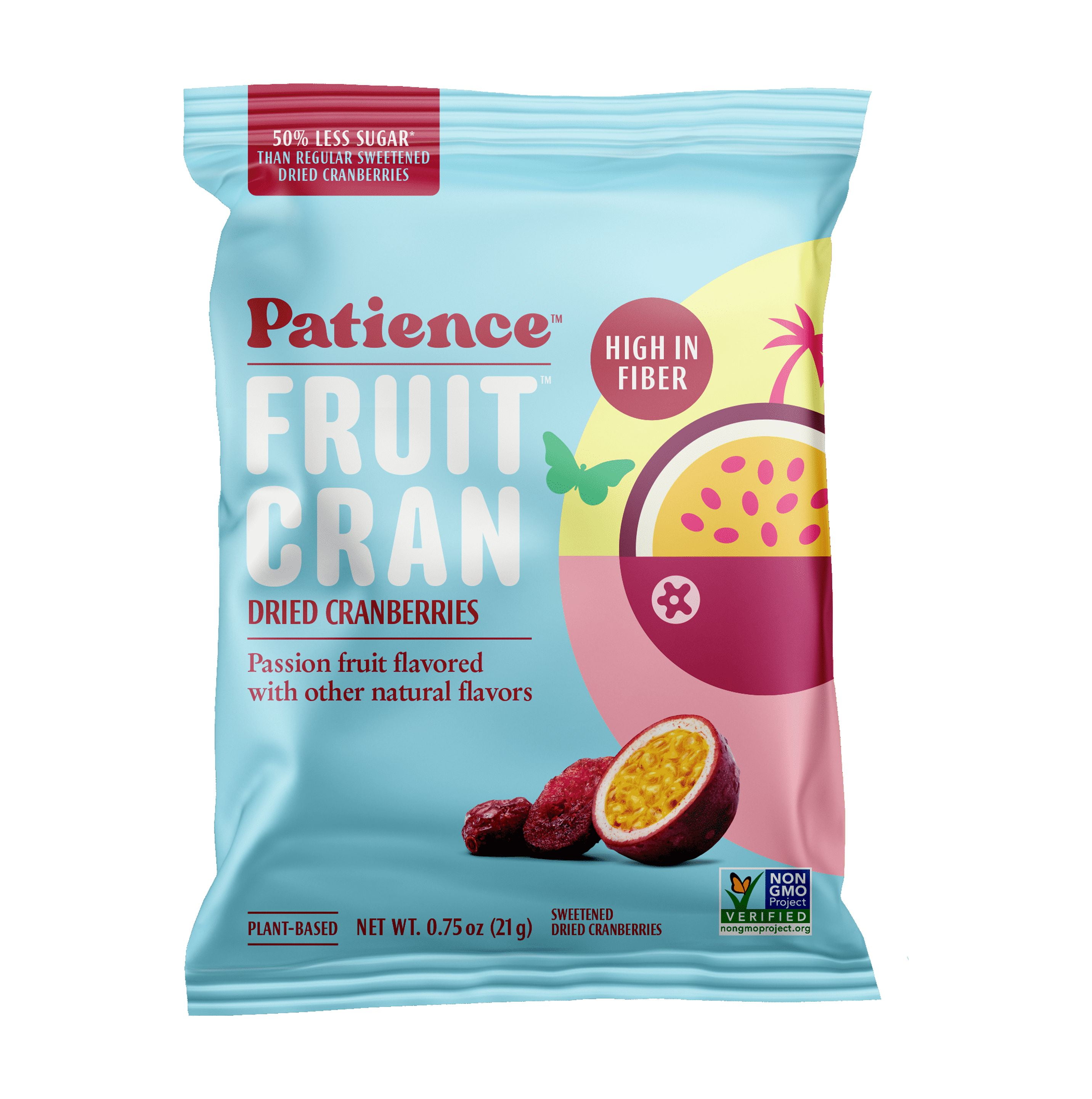 (3 pack) Patience FruitCran Dried Cranberries, Passion Fruit Flavor, .75 oz, 5 Count