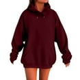 thumbnail image 2 of Oversized Hoodies Womens Pullover Sweatshirts Casual Fall Clothes Wine XL, 2 of 6