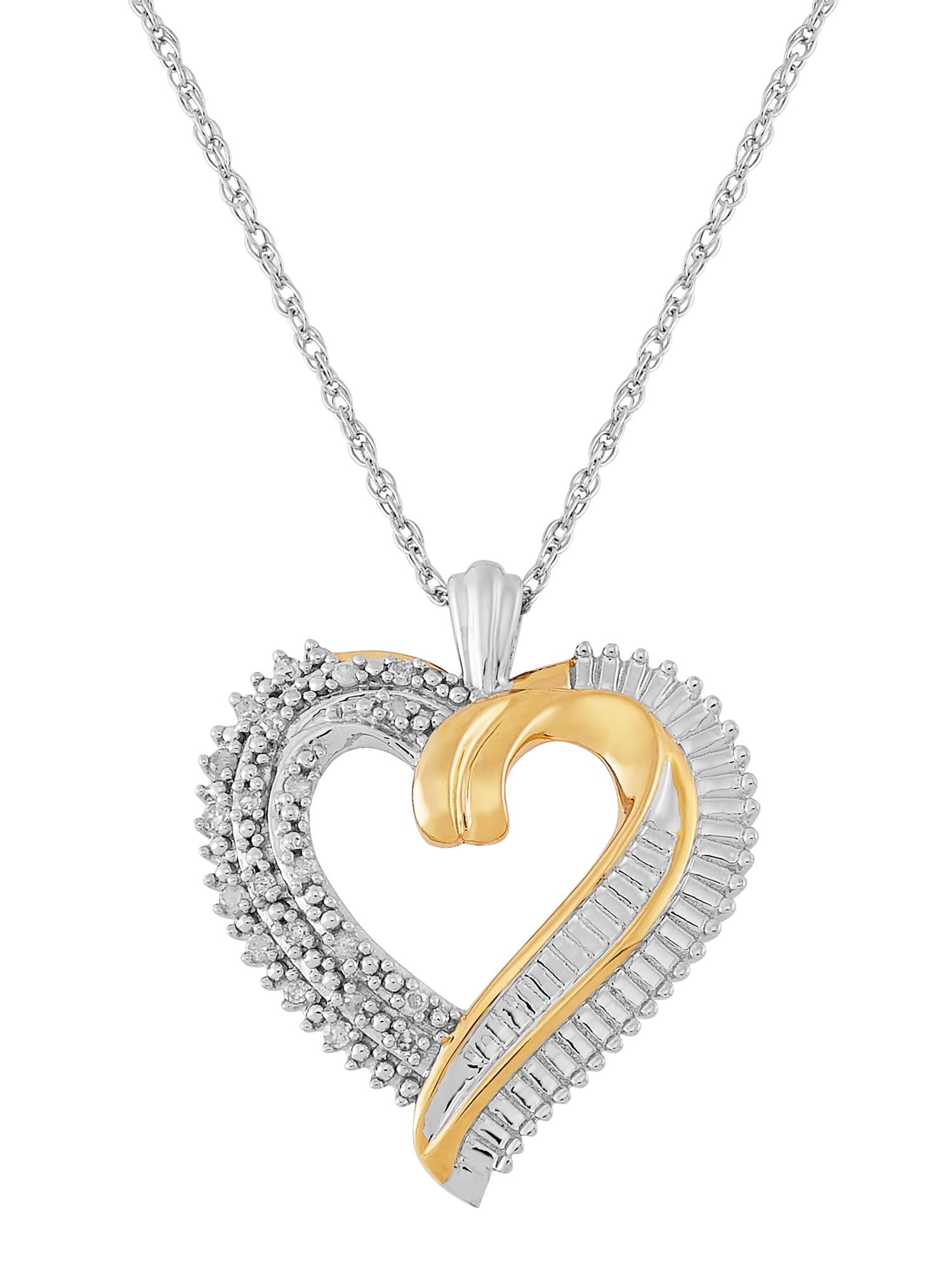 Open Hearts Necklace 1/10 ct tw Diamonds 14K Rose Gold Finish