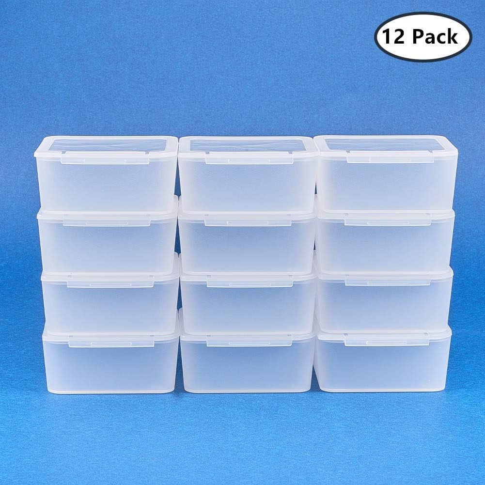 12 Pack Square Frosted Clear Plastic Bead Storage Containers Box Case with Lids for ItemsPillsHerbsTiny BeadJewerlry Findings and Other Small Items - 2.56x2.56x1.18 Inches Clear