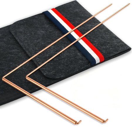 ZHZFKQ 99.9% Copper Dowsing Rods - 2-Pack Divining Rods with Bag - Copper Bars Ghost Hunting Equipment & Witchcraft Divination Tools Spirits Detect Gold Water Basic Set