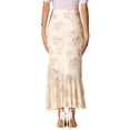 thumbnail image 3 of INSPIRE CHIC Women's Floral Mesh Long High Waist Summer Bodycon Ruffle Mermaid Midi Skirt M Beige, 3 of 6