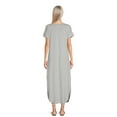 thumbnail image 3 of Time and Tru Women's V-Neck Knit Maxi Dress with Short Sleeves, Sizes XS-XXXL, 3 of 5