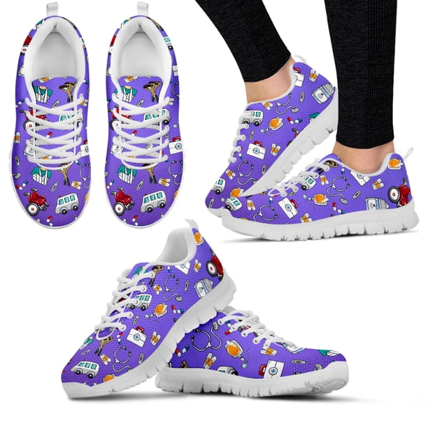 POLERO Zapatillas Sin Cordones Con Estampado De Enfermera Para Mujer Zapatillas De Caminar Planas De Malla Transpirable Casual Zapatos De Trabajo Livianos Senderismo Trotar, Azul, Talla 40