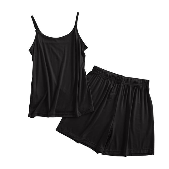 Wdfiry Modal Pajamas Sets for Women Two Piece Solid Color Sets Cami Tops and Elastic Waist Pants Plus Size Homewear Casual Pajamas Sets