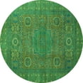 thumbnail image 1 of Ahgly Company Machine Washable Indoor Round Abstract Turquoise Blue Modern Area Rugs, 7' Round, 1 of 4