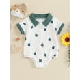 thumbnail image 4 of Caoirhny Infant Baby Boy Summer Jumpsuit Cartoon Cactus/Carrots Print Short Sleeve Button Down Romper, 4 of 9