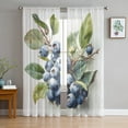 thumbnail image 3 of Sheer Curtains 108 inches Long, Fruit Blueberry Green Leaves Light Filtering Sheer Window Curtains Rod Pocket Voile Drapes for Bedroom Living Room, 52"W x 108"L 2 Panels, 3 of 7