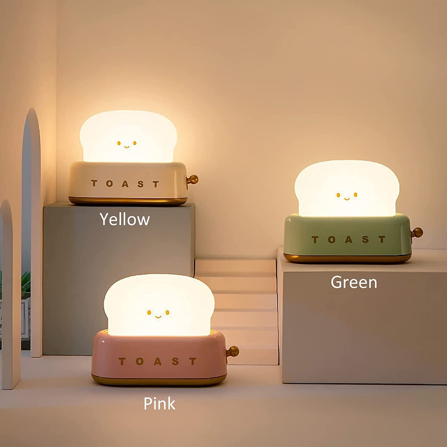LINLIN Cute Toast Night Light,Rechargeable Timer Adjustable Brightness Bread LED Night Lamp,Portable Bedroom Bedside Sleep Lamp Dimmable for Baby Girls Boys Birthday Children's Day Gifts