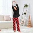 thumbnail image 6 of Dailycode Women's Pajama Pants Wide Leg Lounge Pj Bottoms With Pockets Black Red Checked, 6 of 7