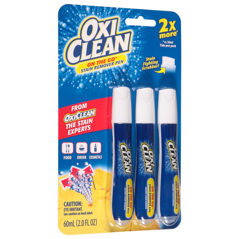 OxiClean On The Go Stain Remover Pen for Clothes and Fabric, to Go Instant  Stain Removal Stick, 3-Count (Packaging May Vary)