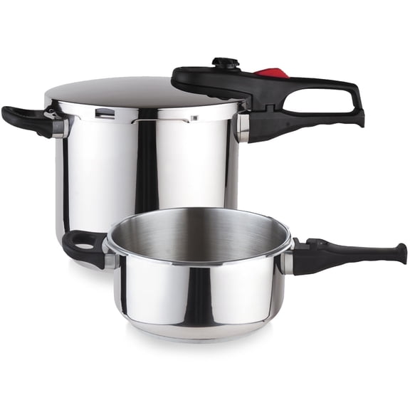 MAGEFESA Practika Plus 4.2 and 6.3 Quart  Stainless Steel Stovetop Pressure Cooker Set