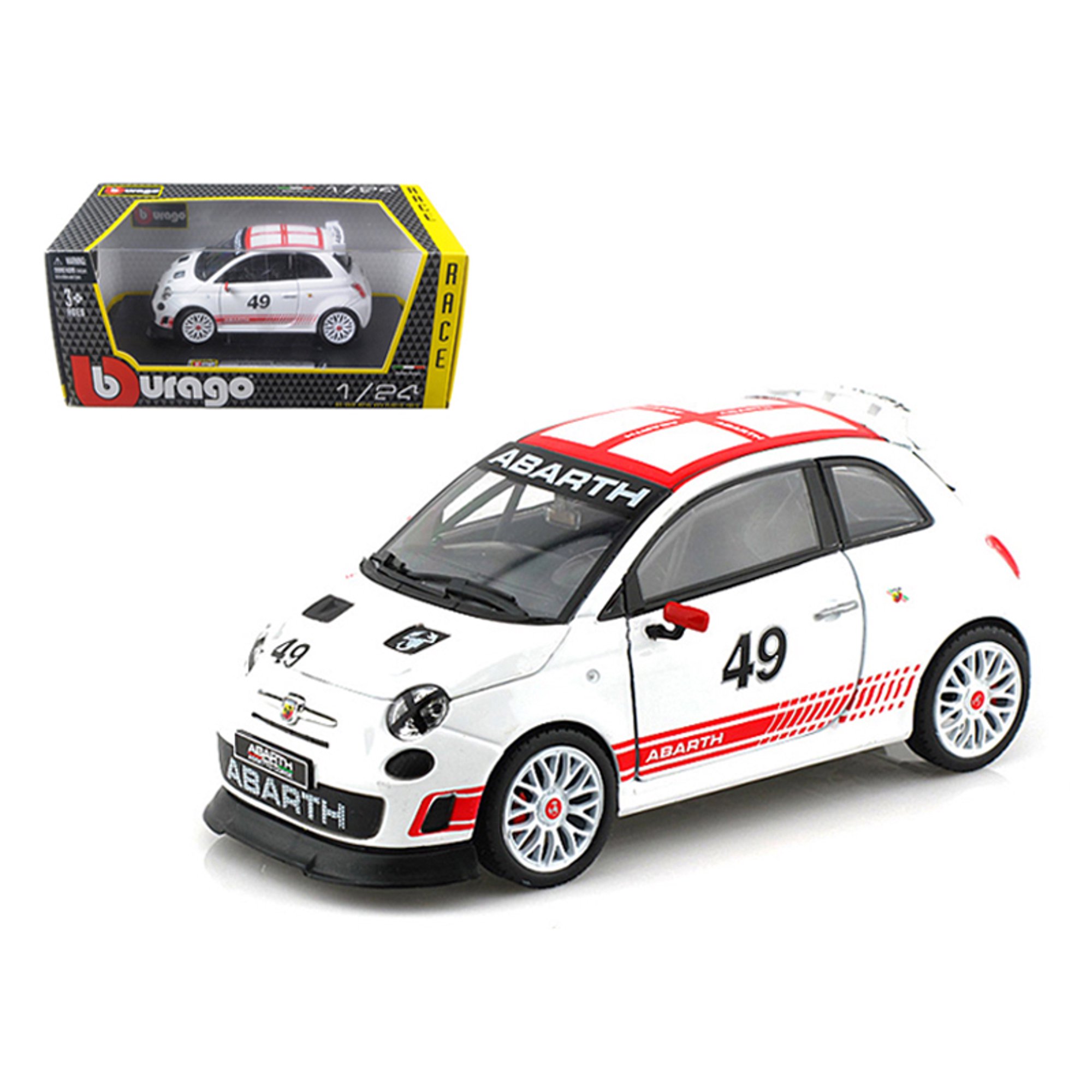 Bburago Fiat Abarth 500 #49 Assetto Course 1/24 Diecast Car