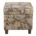 thumbnail image 2 of Benjara Floral Pattern Fabric Upholstered Wooden Ottoman with Lift Off Top and Tapered Feet, Multicolor, 2 of 2