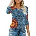 thumbnail image 1 of T-shirt Henley à Manches Courtes/longues pour Femmes, Décontracté, Basique, 1 of 3