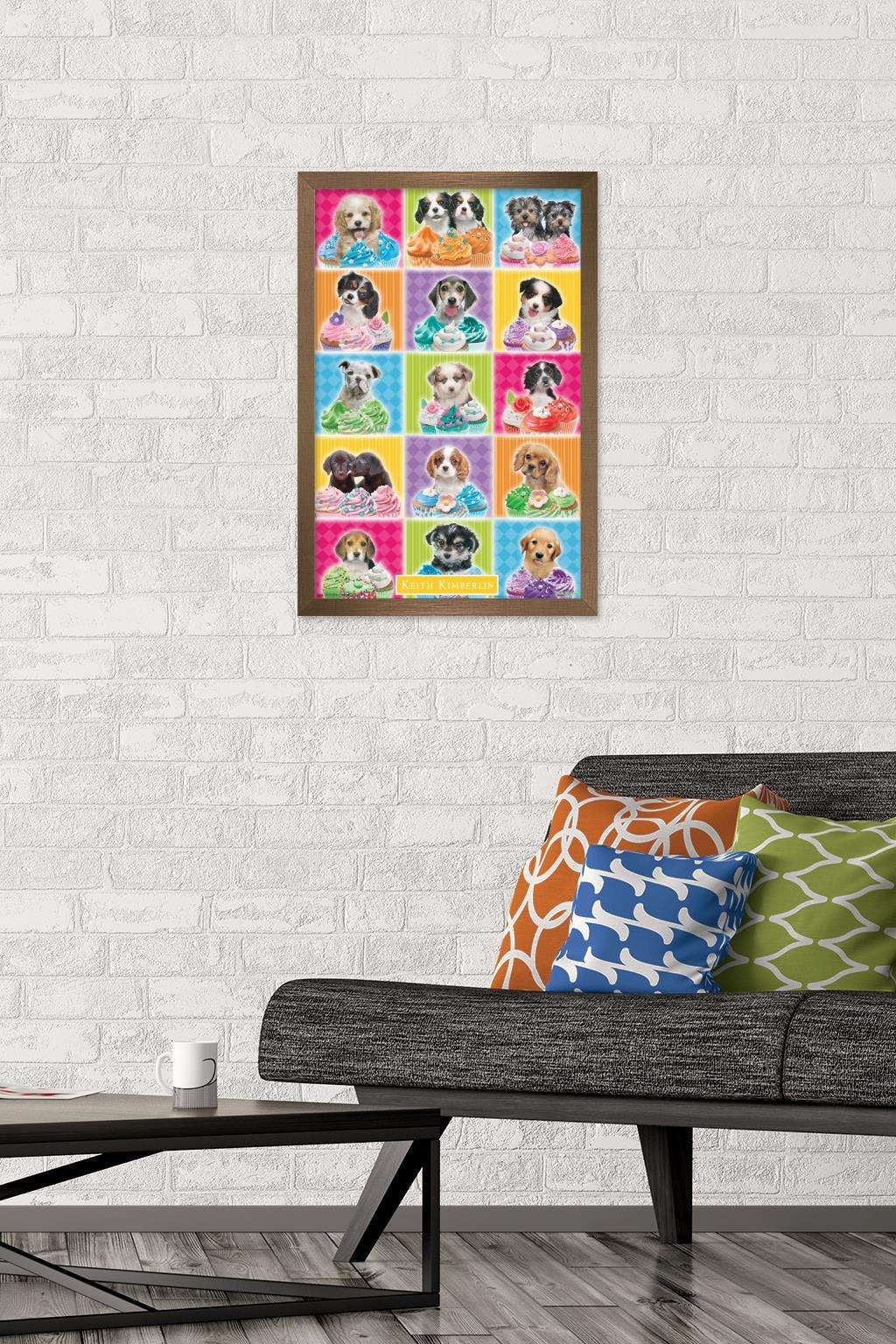 Keith Kimberlin - Puppies - Cupcakes Wall Poster, 14.725" x 22.375", Framed