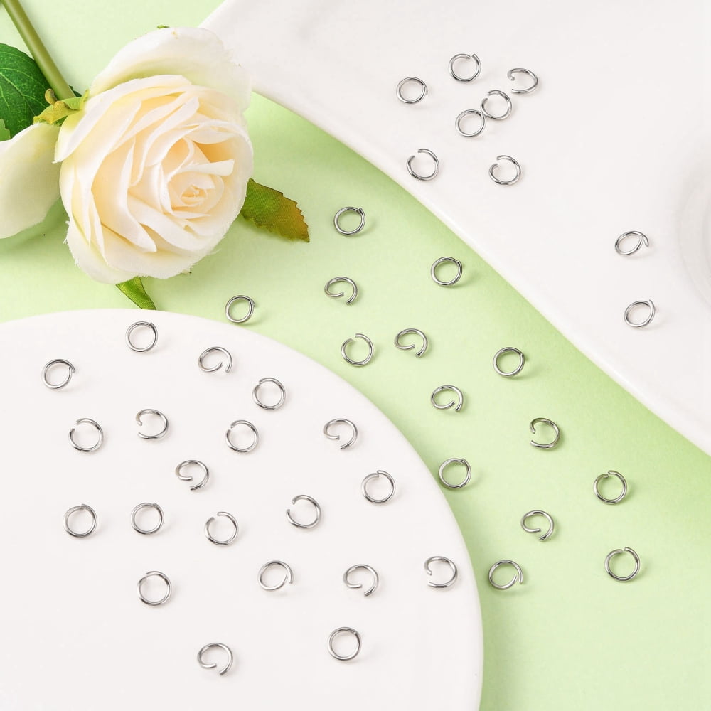 4000pc Resistant 304 Stainless Steel Open Jump Rings Round Stainless Steel 18 Gauge 7x1mm Inner Diameter: 5mm