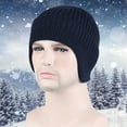 thumbnail image 2 of Unisex Hat Black Unisex Winter Winter Solid Color Earflap Knitted Hat Outdoor Riding Supplies, 2 of 5