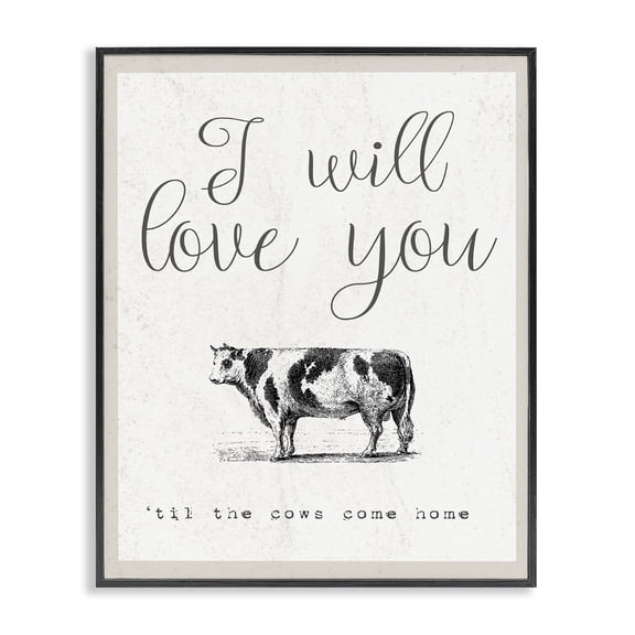 Stupell Industries Rustic Lodge Love You Till The Cows Come Home Black Framed Giclee Art, 11 x 14, by Lil' Rue
