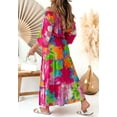 thumbnail image 2 of Multicolor Floral Off-Shoulder Maxi Dress, Pink, Small, 2 of 5