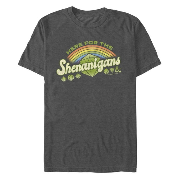 Men's Dungeons & Dragons St. Patrick's Day Here for the Shenanigans Dice Graphic Tee Charcoal Heather Small
