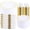 White and Gold, variant on WELLIFE FESTIVE 210 PCS Clear Gold Plastic Dinnerware Set(30 Guests), Include: 30 Dinner & Dessert Plates, 30 Pre Rolled Napkins with Gold Silverware, 30 Cups