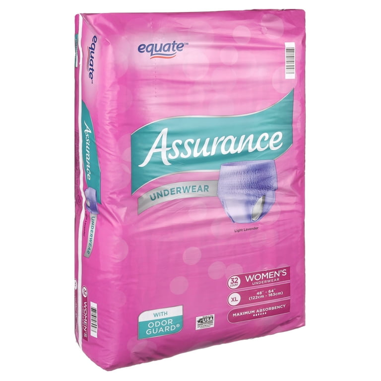 Assurance Women's Incontinence & Postpartum Underwear, Maximum Absorbency,  XL (32 Count) 