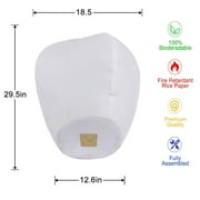 ZAP Chinese Paper Lanterns,20 Pack White Paper Wishing Lanterns for Weddings, Birthday Party, New Years, Festival(White)