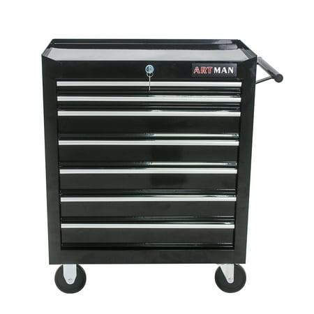 

CHNGQANW 7 DRAWERS MULTIFUNCTIONAL TOOL CART WITH WHEELS-BLACK